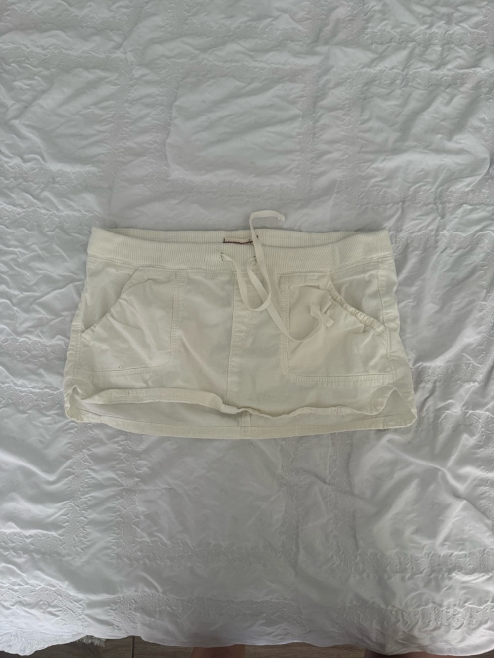 Hollister Cream Knit Drawstring Skort